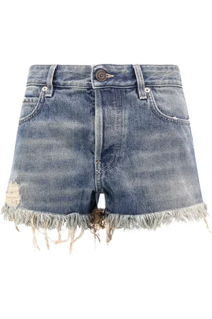 Balenciaga Shorts, Dame, Blå, W26, Bomuld, Blå Nederdel med Frynset Bund i Bomuld