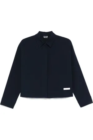 EA7 Jakke, Dame, Blå, M, Blå Oxford Skjorte med Logo Patch