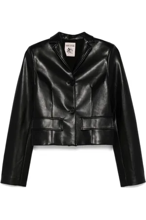 SEMICOUTURE Jakke, Dame, Sort, L, Sort knaplukket jakke med lommer