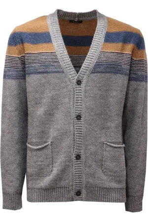 Kaos Strik, Herre, Grå, XL, Uld, Grå Uld Cardigan Sweater