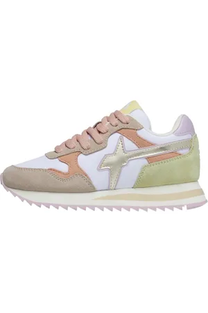 W6YZ Sko, Dame, Flerfarvet, 37 EU, Uld, Beige White Peach Tally Stilfulde Sneakers