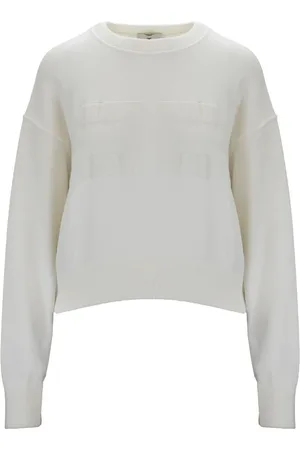 Elisabetta Franchi Strik, Dame, Hvid, S, Uld, Kvinders Logo Crop Sweatshirt