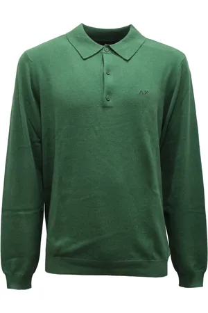 sun68 Top, Herre, Grøn, XL, Bomuld, Polo Wool/Bomuld Sweater, Smaragdgrøn
