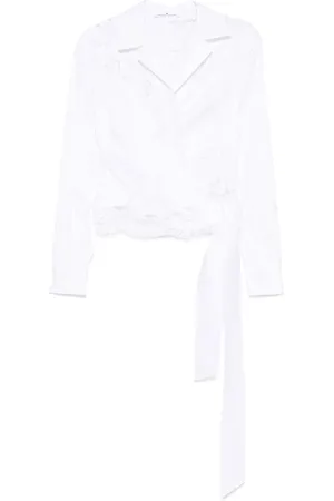 ERMANNO SCERVINO Bluser & Skjorter, Dame, Hvid, M, Hvid Skjorte med Slå-om Design og Knapmanchetter