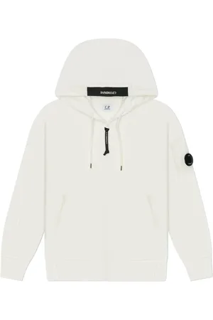 C.P. Company Sweathshirts & Hoodies, Herre, Hvid, XL, Uld, Hættetrøje med fuld lynlås