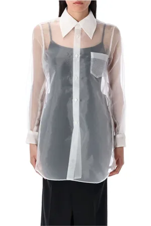 Comme des Garçons Bluser & Skjorter, Dame, Hvid, S, Organza, Hvid Organza Skjorte Med Krave