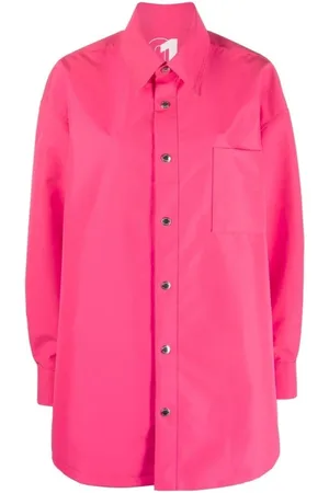 Khrisjoy Bluser & Skjorter, Dame, Lyserød, 2XS, Uld, Flamingo Logo-Print Skjortejakke