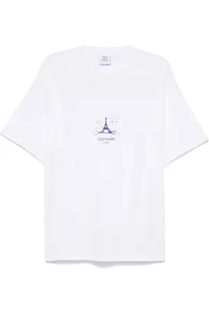 Vetements Top, Herre, Hvid, S, Bomuld, Hvid Logo Print Crew Neck T-shirt