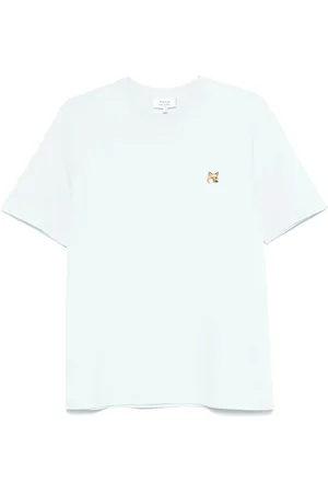 Maison Kitsuné Top, Herre, Blå, 2XL, Lysblå Crew Neck T-shirt