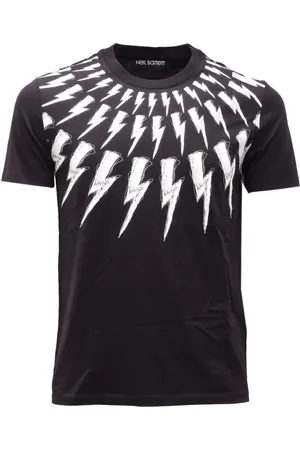 Neil Barrett Top, Herre, Sort, XS, Bomuld, Trykt Bomuld Slim Fit Sweater
