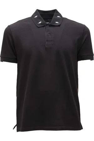 Neil Barrett Top, Herre, Sort, S, Bomuld, Sort bomuldst-shirt med hvide lyn