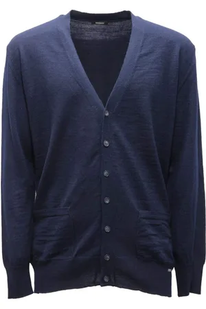 OFFICINA 36 Strik, Herre, Blå, 2XL, Uld, Cardigan sweater med lommer, model Culm56