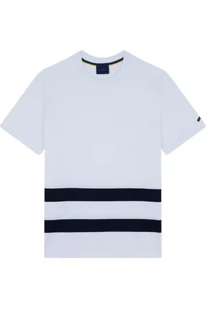 Paul & Shark Top, Herre, Hvid, XS, Bomuld, Stribet Bomuld T-Shirt