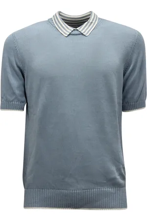 ELEVENTY Top, Herre, Blå, L, Italiensk Stil Strikketop