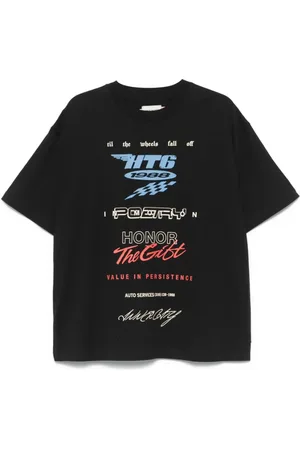HONOR THE GIFT Top, Herre, Sort, XL, Sort Logo Print Crew Neck T-shirt