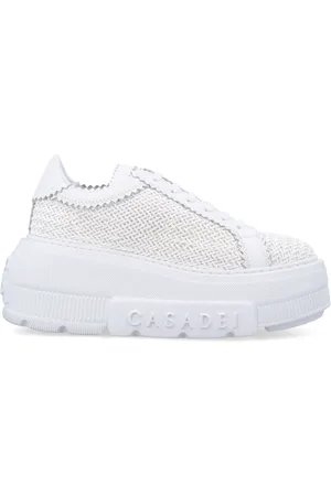 Casadei Sko, Dame, Hvid, 40 EU, Flettede Platform Sneakers Hanoi Hvid