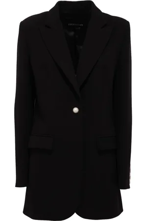 ERMANNO SCERVINO Jakke, Dame, Sort, M, Uld, Vintage Knap Lang Jakke