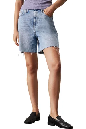 Calvin Klein Shorts, Dame, Blå, W29, Denim, Denim Frayed Shorts