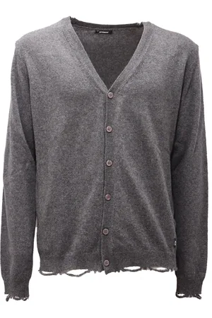 OFFICINA 36 Strik, Herre, Grå, 2XL, Uld, Grå Mix Uld Cardigan Sweater