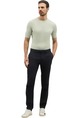 Boglioli Bukser, Herre, Blå, XL, Garment Dyed Linen straight Chinos