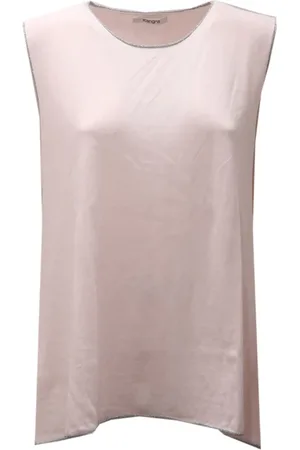 KANGRA CASHMERE Top, Dame, Lyserød, L, Bomuld, Bomuld Lurex Tank Top Made in Italy