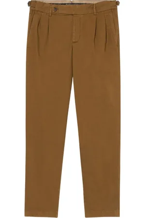 Brooks Brothers Bukser, Herre, Brun, W32, Bomuld, Bomuld Gabardine Plisseret Bukser