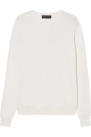 Brooks Brothers Strik, Herre, Hvid, L, Bomuld, Bomuld rund hals sweater