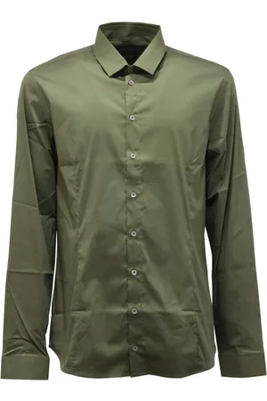 Patrizia Pepe Skjorte, Herre, Grøn, XL, Slim Stretch Grøn Skjorte Model 5C055B