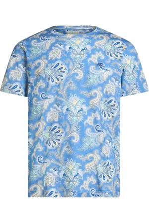 Etro Top, Herre, Blå, M, Bomuld, Crew Neck T-shirt