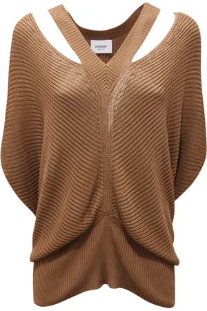 Dondup Strik, Dame, Brun, XS, Kamel Tank Top Made in Italy