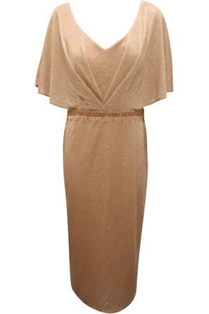SANDRO FERRONE Kjole, Dame, Gul, M, Uld, Lola Curvy Guld Lurex Strik Kjole
