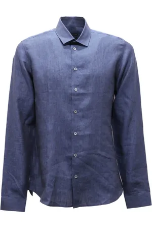 Patrizia Pepe Skjorte, Herre, Blå, M, Linned, Blå Stemning Linned Skjorte Slim Fit