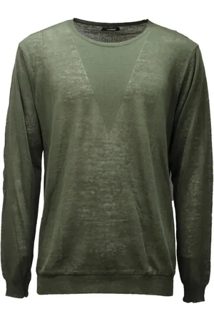 OFFICINA 36 Sweathshirts & Hoodies, Herre, Grøn, 2XL, Linned, Grøn Viskose/Linned Slub Sweater