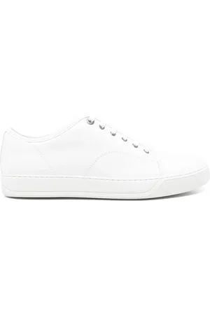 Lanvin Sko, Herre, Hvid, 41 EU, Læder, Hvid Snøresneaker med Rund Tå