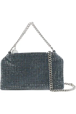 Stella McCartney Taske, Dame, Blå, ONE SIZE, Uld, Marineblå Kæde-link Skuldertaske