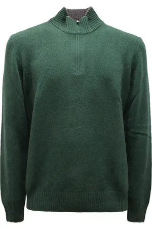 Gran Sasso Strik, Herre, Grøn, 2XL, Uld, Uld Half Zip Sweater