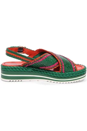 Pon´s quintana Sko, Dame, Grøn, 37 EU, Uld, Milan vævet sandal i hvid
