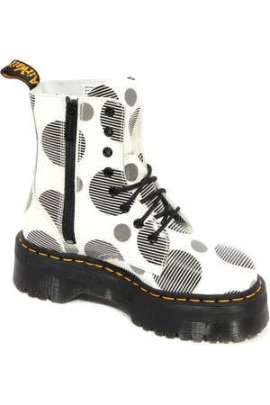 Dr. Martens Sko, Dame, Flerfarvet, 37 EU, Uld, Anfibio Jadon White+Black Polka Dot Støvler