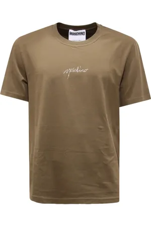 Moschino Top, Herre, Grøn, 2XL, Couture unisex t-shirt med strass