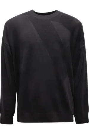 Emporio Armani Strik, Herre, Blå, XL, Uld, Uldtrøje i marineblå stil