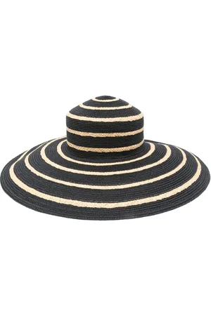 Borsalino Tilbehør, Dame, Flerfarvet, ONE SIZE, Sort bredskygget rund krone hat