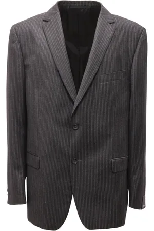 Ermenegildo Zegna Jakke, Herre, Grå, 3XL, Uld, Pinstripes Uldjakkesæt Mørkegrå