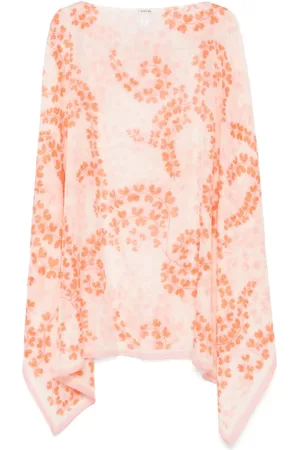 Lanvin Badetøj, Dame, Lyserød, ONE SIZE, Blomstret strandtøj med bådhals