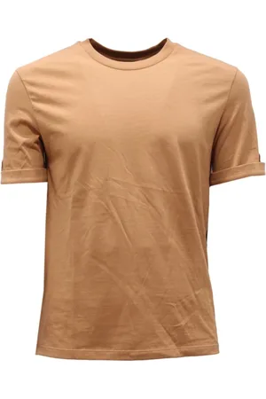 Neil Barrett Top, Herre, , S, Bomuld, Slim Fit Bomuldsskjorte Kamel/Hvid