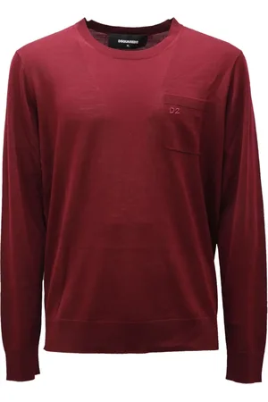 Dsquared2 Strik, Herre, Rød, S, Uld, Burgundy Uld Rundhals Sweater