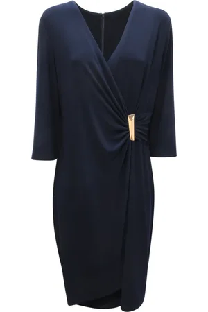 Joseph Ribkoff Kjole, Dame, Blå, 2XL, Midnight Signature Wool Dress