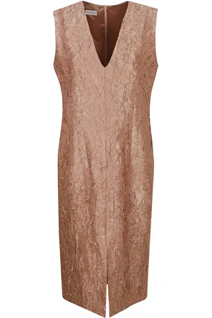 DRIES VAN NOTEN Kjole, Dame, Brun, L, Bomuld, Elegant Nøgen Kjole til Kvinder