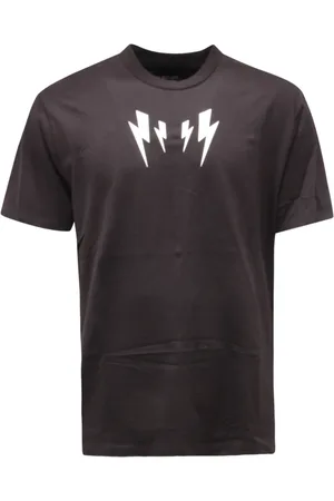 Neil Barrett Top, Herre, Sort, M, Slim Fit Italiensk Bolt T-Shirt