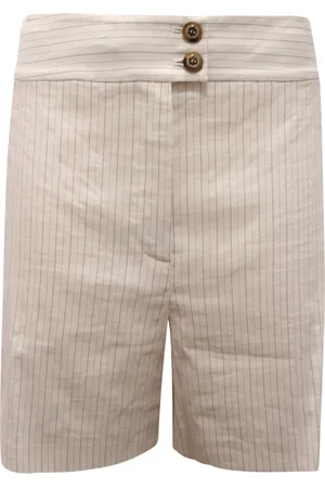 Pinko Shorts, Dame, Hvid, M, Linned, Loquace Linned Bermuda Shorts