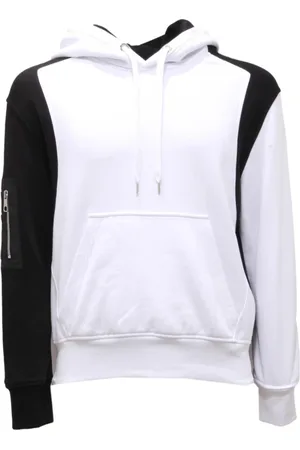 Neil Barrett Sweathshirts & Hoodies, Herre, Hvid, XS, Asymmetrisk Farveblok Hættetrøje